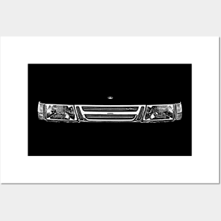 Saab 900 Turbo classic car minimalist grille white Posters and Art